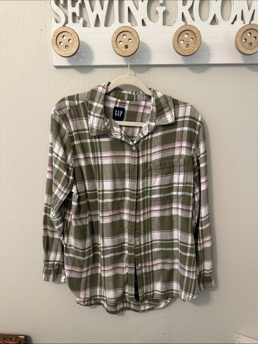 Flannel button top